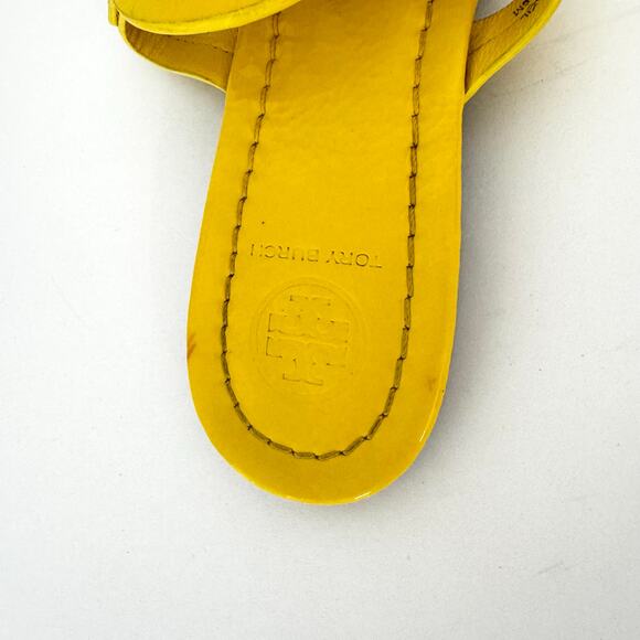Tory Burch Miller Sandal Slippers Yellow Leather Logo | Size 6M - Picture 10 of 13